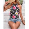 image:imageWomens Tropical Paisley Print Halter Blouse Sleeveless Boho Shirt Tops Button Back Vacation TopsFloral Brown