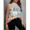 image:imageWomens Tropical Paisley Print Halter Blouse Sleeveless Boho Shirt Tops Button Back Vacation TopsFloral Grey