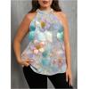 image:imageWomens Tropical Paisley Print Halter Blouse Sleeveless Boho Shirt Tops Button Back Vacation TopsFloral Grey