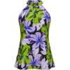 image:imageWomens Tropical Paisley Print Halter Blouse Sleeveless Boho Shirt Tops Button Back Vacation TopsGreen and Purple