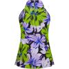 image:imageWomens Tropical Paisley Print Halter Blouse Sleeveless Boho Shirt Tops Button Back Vacation TopsGreen and Purple