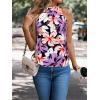 image:imageWomens Tropical Paisley Print Halter Blouse Sleeveless Boho Shirt Tops Button Back Vacation TopsPurple and Pink