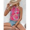 image:imageWomens Tropical Paisley Print Halter Blouse Sleeveless Boho Shirt Tops Button Back Vacation TopsSolid Hot Pink