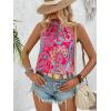 image:imageWomens Tropical Paisley Print Halter Blouse Sleeveless Boho Shirt Tops Button Back Vacation TopsSolid Hot Pink