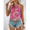 image:imageWomens Tropical Paisley Print Halter Blouse Sleeveless Boho Shirt Tops Button Back Vacation TopsSolid Hot Pink