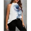 image:imageWomens Tropical Paisley Print Halter Blouse Sleeveless Boho Shirt Tops Button Back Vacation TopsWhite and Blue