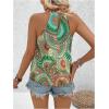 image:imageWomens Tropical Paisley Print Halter Blouse Sleeveless Boho Shirt Tops Button Back Vacation TopsYellow Green