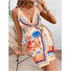 image:imageWomens Tropical Print Cami Dress Sleeveless Wrap V Neck Tie Knot Boho Short DressesApricot