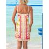 image:imageWomens Tropical Print Cami Dress Sleeveless Wrap V Neck Tie Knot Boho Short DressesApricot White
