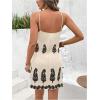 image:imageWomens Tropical Print Cami Dress Sleeveless Wrap V Neck Tie Knot Boho Short DressesApricot and Black