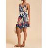 image:imageWomens Tropical Print Cami Dress Sleeveless Wrap V Neck Tie Knot Boho Short DressesApricot and Blue