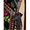 image:imageWomens Tropical Print Cami Dress Sleeveless Wrap V Neck Tie Knot Boho Short DressesBlack Graphic