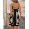 image:imageWomens Tropical Print Cami Dress Sleeveless Wrap V Neck Tie Knot Boho Short DressesBlack and Beige