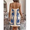image:imageWomens Tropical Print Cami Dress Sleeveless Wrap V Neck Tie Knot Boho Short DressesBlue