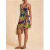 image:imageWomens Tropical Print Cami Dress Sleeveless Wrap V Neck Tie Knot Boho Short DressesBlue and Green