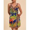 image:imageWomens Tropical Print Cami Dress Sleeveless Wrap V Neck Tie Knot Boho Short DressesBlue and Green