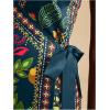 image:imageWomens Tropical Print Cami Dress Sleeveless Wrap V Neck Tie Knot Boho Short DressesDeep Blue