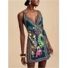 image:imageWomens Tropical Print Cami Dress Sleeveless Wrap V Neck Tie Knot Boho Short DressesDeep Blue