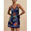 image:imageWomens Tropical Print Cami Dress Sleeveless Wrap V Neck Tie Knot Boho Short DressesFloral Blue