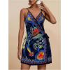 image:imageWomens Tropical Print Cami Dress Sleeveless Wrap V Neck Tie Knot Boho Short DressesFloral Blue