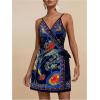 image:imageWomens Tropical Print Cami Dress Sleeveless Wrap V Neck Tie Knot Boho Short DressesFloral Blue