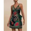 image:imageWomens Tropical Print Cami Dress Sleeveless Wrap V Neck Tie Knot Boho Short DressesGreen
