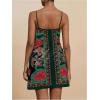 image:imageWomens Tropical Print Cami Dress Sleeveless Wrap V Neck Tie Knot Boho Short DressesGreen