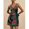 image:imageWomens Tropical Print Cami Dress Sleeveless Wrap V Neck Tie Knot Boho Short DressesGreen