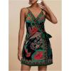 image:imageWomens Tropical Print Cami Dress Sleeveless Wrap V Neck Tie Knot Boho Short DressesGreen