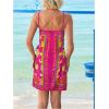 image:imageWomens Tropical Print Cami Dress Sleeveless Wrap V Neck Tie Knot Boho Short DressesHot Pink