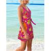 image:imageWomens Tropical Print Cami Dress Sleeveless Wrap V Neck Tie Knot Boho Short DressesHot Pink