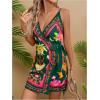 image:imageWomens Tropical Print Cami Dress Sleeveless Wrap V Neck Tie Knot Boho Short DressesMulticolor
