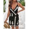 image:imageWomens Tropical Print Cami Dress Sleeveless Wrap V Neck Tie Knot Boho Short DressesMulticolor Black