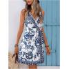 image:imageWomens Tropical Print Cami Dress Sleeveless Wrap V Neck Tie Knot Boho Short DressesMulticolor Blue
