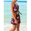 image:imageWomens Tropical Print Cami Dress Sleeveless Wrap V Neck Tie Knot Boho Short DressesMulticolor Mix