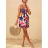 image:imageWomens Tropical Print Cami Dress Sleeveless Wrap V Neck Tie Knot Boho Short DressesMulticolor Red