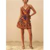 image:imageWomens Tropical Print Cami Dress Sleeveless Wrap V Neck Tie Knot Boho Short DressesOrange