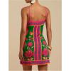 image:imageWomens Tropical Print Cami Dress Sleeveless Wrap V Neck Tie Knot Boho Short DressesPink and Green