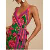 image:imageWomens Tropical Print Cami Dress Sleeveless Wrap V Neck Tie Knot Boho Short DressesPink and Green