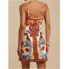 image:imageWomens Tropical Print Cami Dress Sleeveless Wrap V Neck Tie Knot Boho Short DressesWhite and Brown