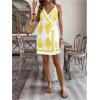 image:imageWomens Tropical Print Cami Dress Sleeveless Wrap V Neck Tie Knot Boho Short DressesWhite and Yellow