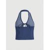 image:imageWomens Y2K Denim Halter Tops Sleeveless Bowknot Split Hem Tank Top Going Out ClothesLight Blue