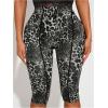 image:imageWomens Y2K Leopard Mesh Cropped Leggings 34 Length Club Capri PantsBlack