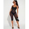image:imageWomens Y2K Leopard Mesh Cropped Leggings 34 Length Club Capri PantsBlack Dots