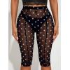 image:imageWomens Y2K Leopard Mesh Cropped Leggings 34 Length Club Capri PantsBlack Dots