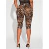image:imageWomens Y2K Leopard Mesh Cropped Leggings 34 Length Club Capri PantsBrown