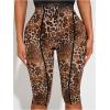 image:imageWomens Y2K Leopard Mesh Cropped Leggings 34 Length Club Capri PantsBrown