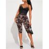 image:imageWomens Y2K Leopard Mesh Cropped Leggings 34 Length Club Capri PantsDeep Brown