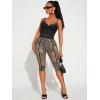 image:imageWomens Y2K Leopard Mesh Cropped Leggings 34 Length Club Capri PantsGrey Brown