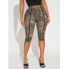 image:imageWomens Y2K Leopard Mesh Cropped Leggings 34 Length Club Capri PantsGrey Brown